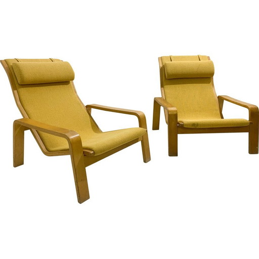 Paar Mid Century Pulkka fauteuils van Ilmari Lappalainen voor Asko, 1970