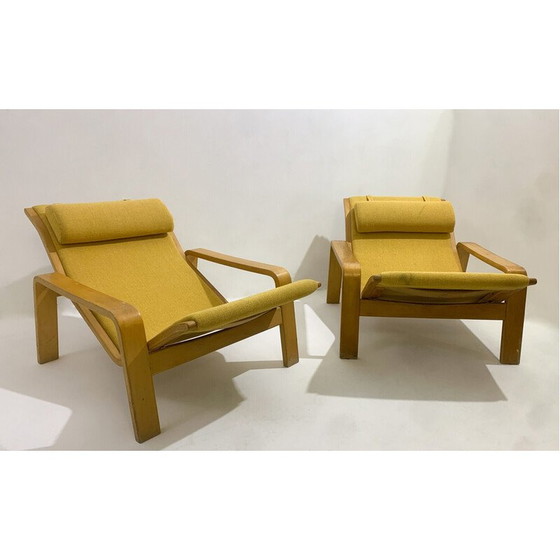 Image 1 of Paar Mid Century Pulkka fauteuils van Ilmari Lappalainen voor Asko, 1970