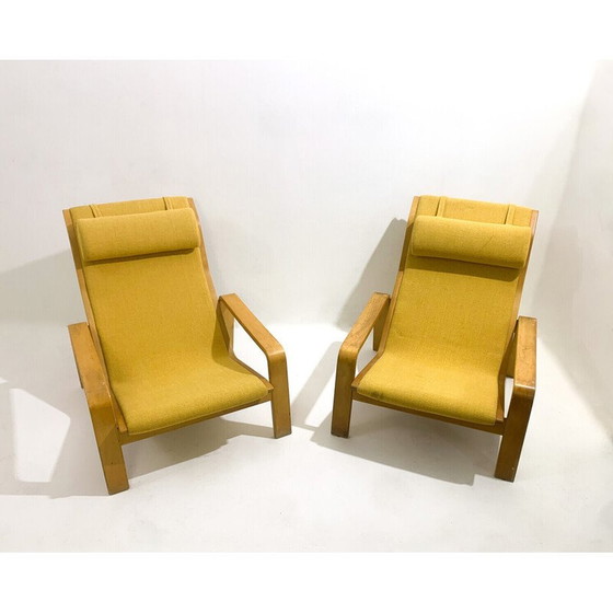 Image 1 of Paar Mid Century Pulkka fauteuils van Ilmari Lappalainen voor Asko, 1970
