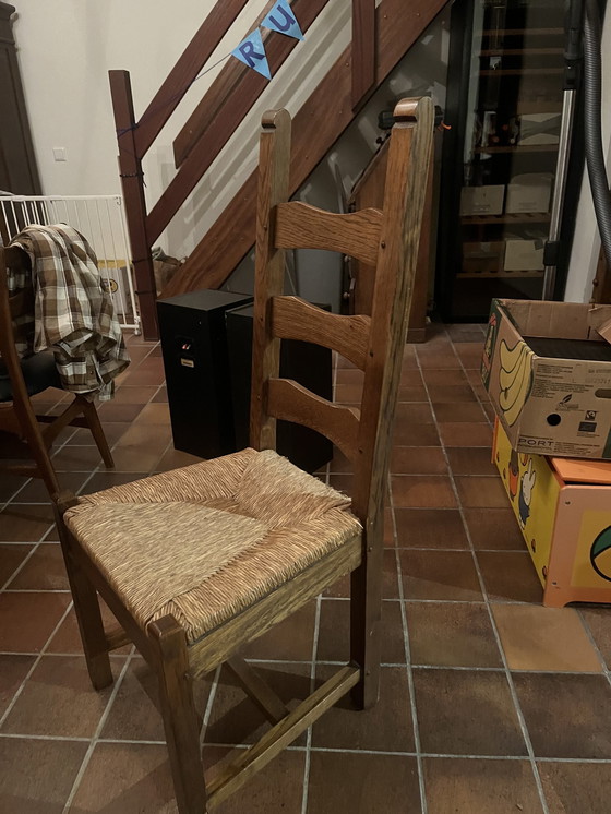 Image 1 of Set Van 4 Vintage Houten Strostoelen