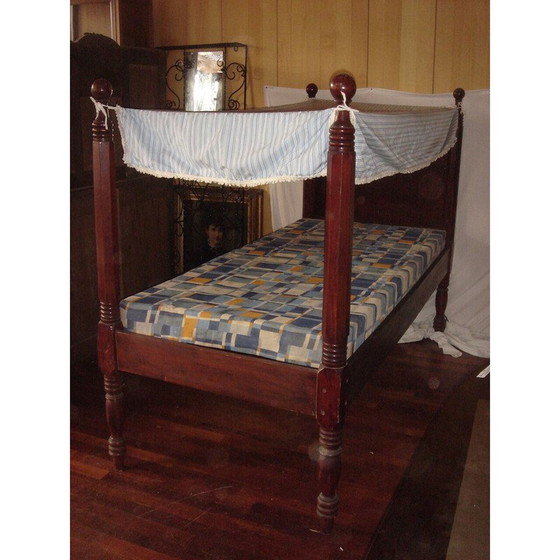 Image 1 of Vintage mahonie hemelbed met lattenbodem