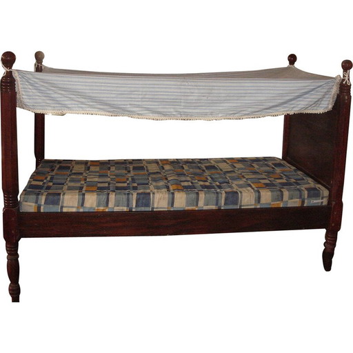 Vintage mahonie hemelbed met lattenbodem