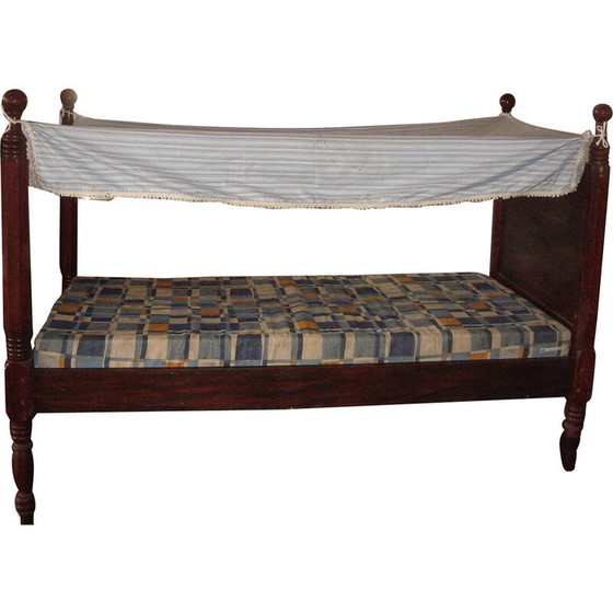 Image 1 of Vintage mahonie hemelbed met lattenbodem