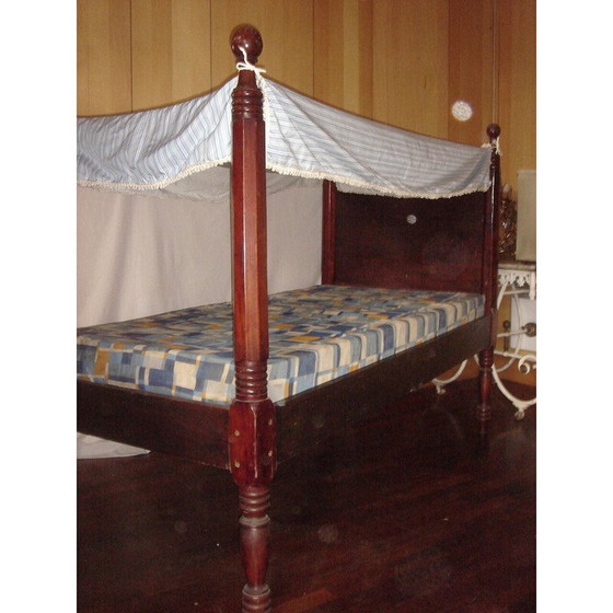 Image 1 of Vintage mahonie hemelbed met lattenbodem