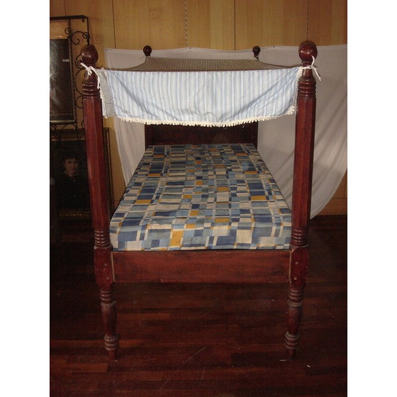 Image 1 of Vintage mahonie hemelbed met lattenbodem