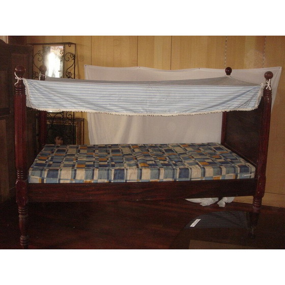 Image 1 of Vintage mahonie hemelbed met lattenbodem