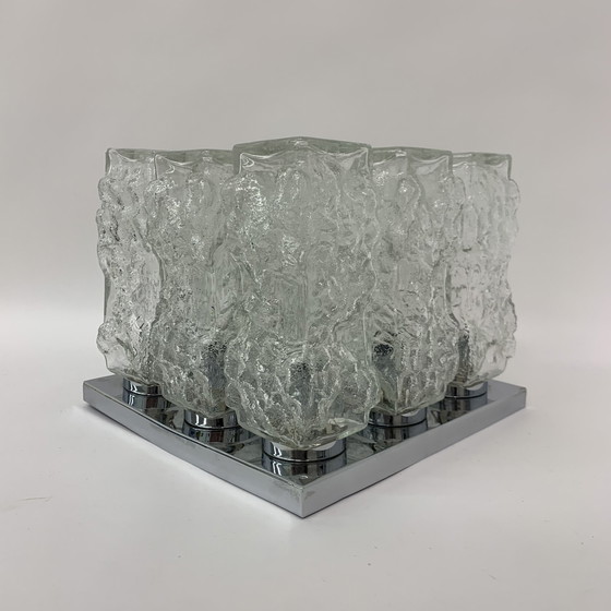 Image 1 of Hillebrand Ice glazen plafondlamp - 1970