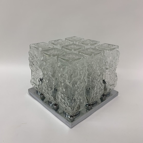 Image 1 of Hillebrand Ice glazen plafondlamp - 1970