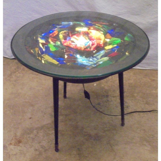 Image 1 of Vintage beschilderde metalen salontafel, 1950