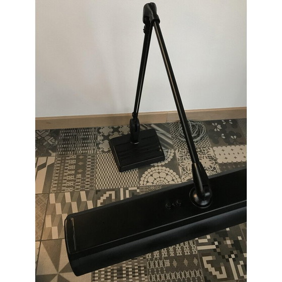 Image 1 of Vintage zwart metalen bureaulamp met schommelarm, Verenigde Staten 1960