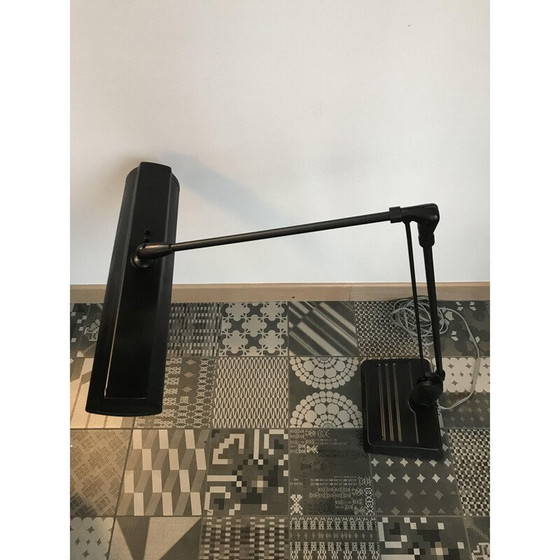 Image 1 of Vintage zwart metalen bureaulamp met schommelarm, Verenigde Staten 1960