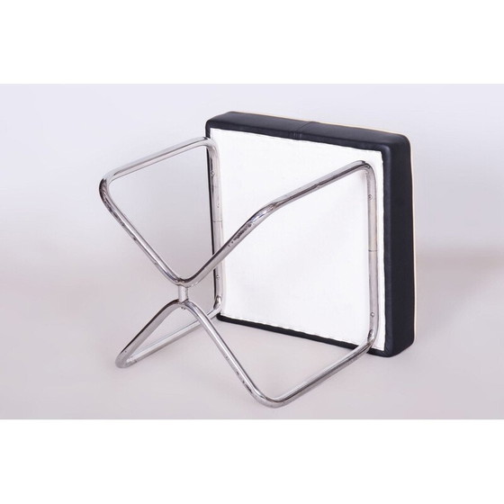 Image 1 of Vintage Bauhaus kruk in chroomstaal en leer van Marcel Breuer voor Mücke Melder, Tsjecho-Slowakije 1930