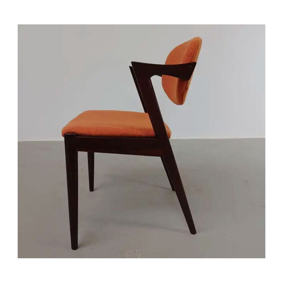 Image 1 of 8 Volledig gerestaureerde gekostumeerde palissander eetkamerstoelen van Kai Kristiansen voor Schous Møbelfabrik, jaren 1960