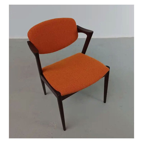 Image 1 of 8 Volledig gerestaureerde gekostumeerde palissander eetkamerstoelen van Kai Kristiansen voor Schous Møbelfabrik, jaren 1960