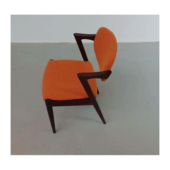 Image 1 of 8 Volledig gerestaureerde gekostumeerde palissander eetkamerstoelen van Kai Kristiansen voor Schous Møbelfabrik, jaren 1960