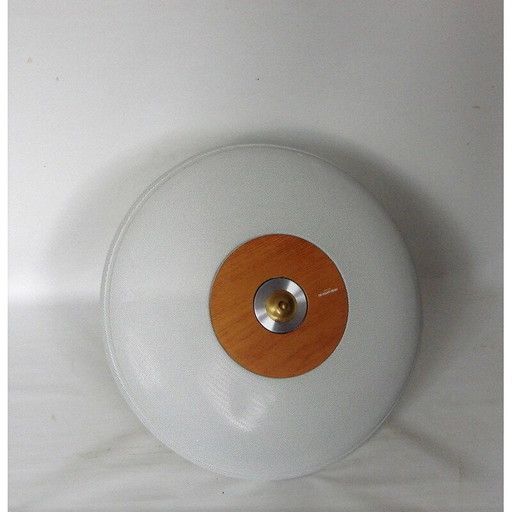 Vintage metalen, houten en messing hanglamp van Atelje Lyktan AB, Zweden 1980