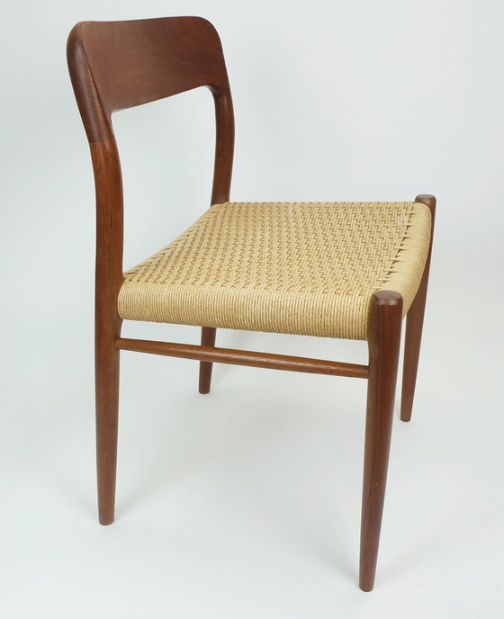 Image 1 of No. 2 Of 2 - Deense Moderne Stoel Model 75 Niels O. Moeller Teak Zitting Papier Koordbinding 1960S