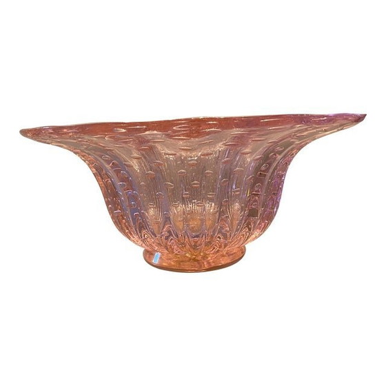 Image 1 of Eigentijdse handgemaakte roze met luchtkogels Murano glas stijl vaas