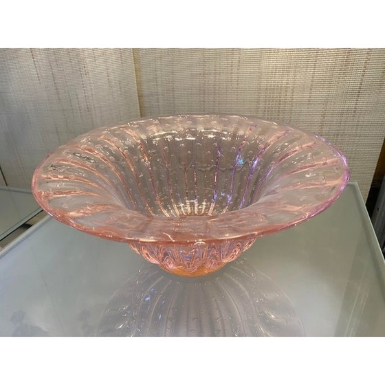 Image 1 of Eigentijdse handgemaakte roze met luchtkogels Murano glas stijl vaas