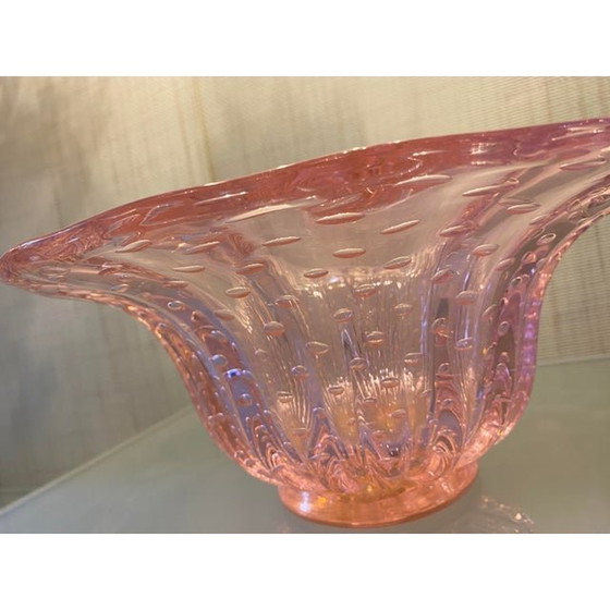 Image 1 of Eigentijdse handgemaakte roze met luchtkogels Murano glas stijl vaas