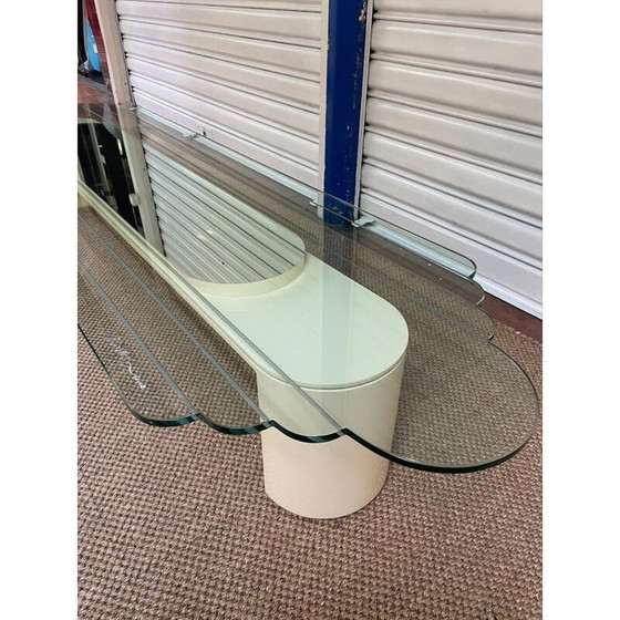 Image 1 of Vintage glazen en houten salontafel van Mister Luna, 1970