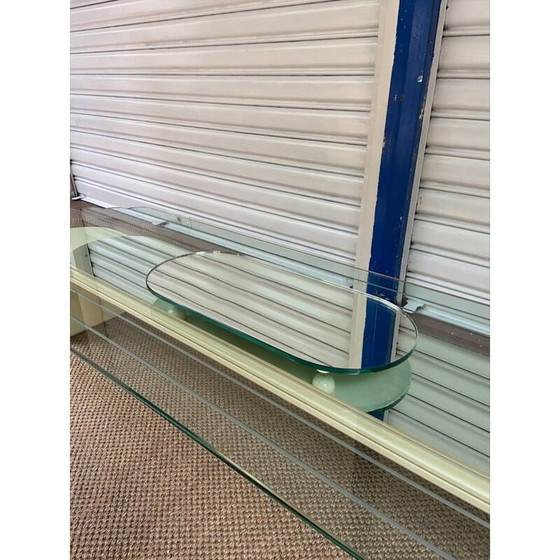 Image 1 of Vintage glazen en houten salontafel van Mister Luna, 1970