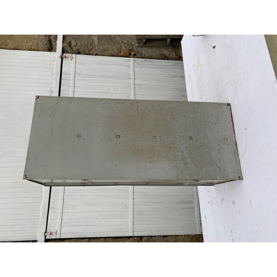 Image 1 of Paar vintage aluminium meubels met 5 kleppen voor Ronéo, 1950