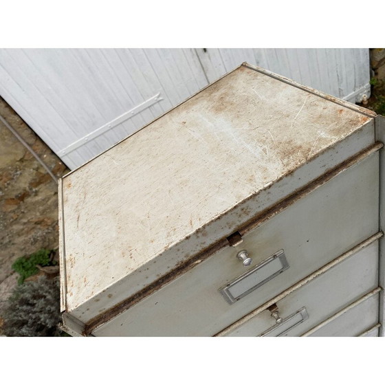 Image 1 of Paar vintage aluminium meubels met 5 kleppen voor Ronéo, 1950