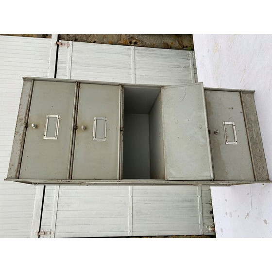 Image 1 of Paar vintage aluminium meubels met 5 kleppen voor Ronéo, 1950