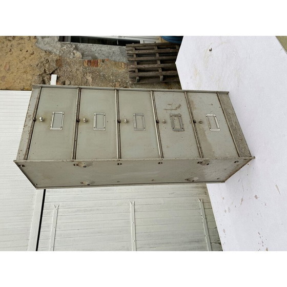 Image 1 of Paar vintage aluminium meubels met 5 kleppen voor Ronéo, 1950