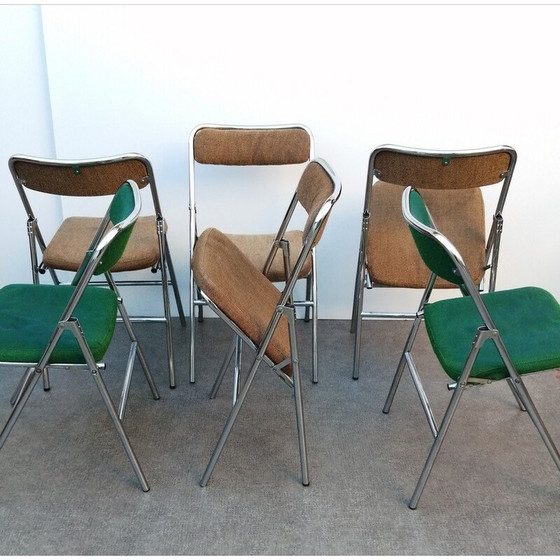 Image 1 of Set van 6 vintage Erce klapstoelen in chroom metaal, 1980