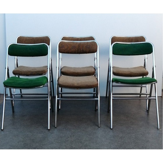 Image 1 of Set van 6 vintage Erce klapstoelen in chroom metaal, 1980