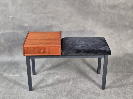 Image 1 of Teak en fluwelen toegangskast, Vintage Scandinavisch 1960S