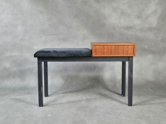 Image 1 of Teak en fluwelen toegangskast, Vintage Scandinavisch 1960S