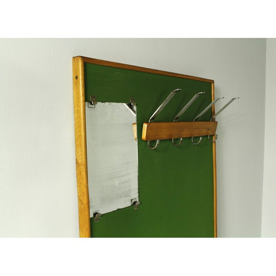 Image 1 of Vintage wandkapstok met houten frame en chromen steunen, 1950