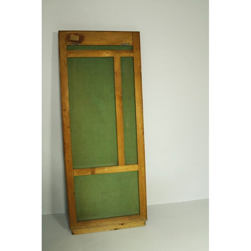 Vintage wandkapstok met houten frame en chromen steunen, 1950