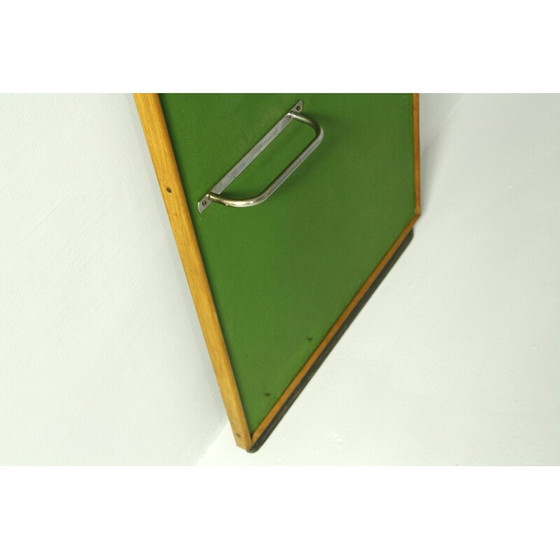 Image 1 of Vintage wandkapstok met houten frame en chromen steunen, 1950