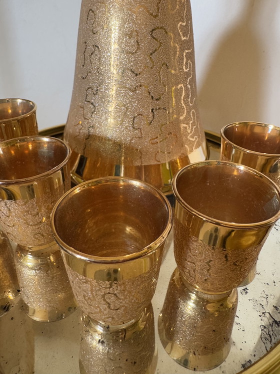 Image 1 of Service À Liqueur Karaf Et Verre Or Années 60