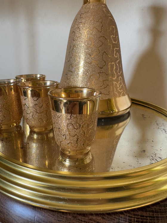 Image 1 of Service À Liqueur Karaf Et Verre Or Années 60