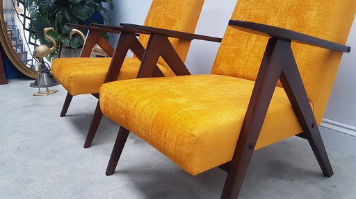 2x Vintage fauteuils geel