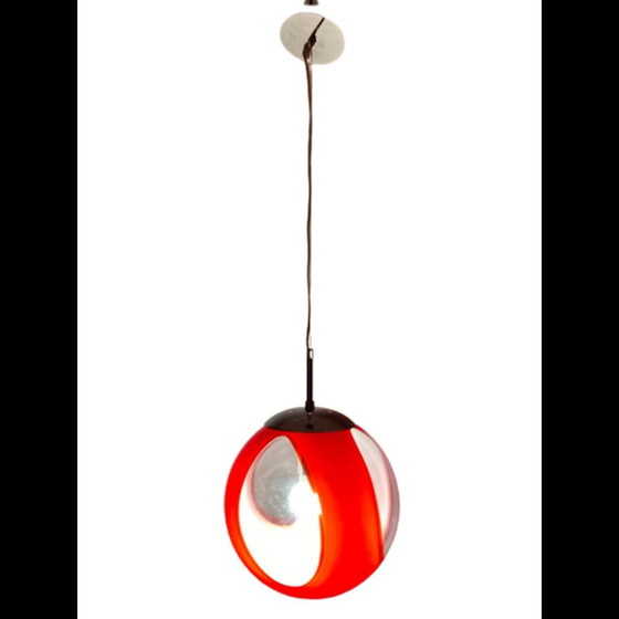Image 1 of Vintage hanglamp Space Age in geblazen glazen bol, jaren 1990