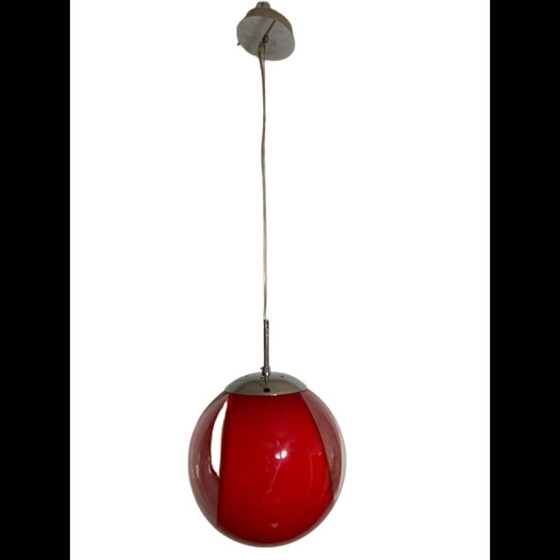 Image 1 of Vintage hanglamp Space Age in geblazen glazen bol, jaren 1990