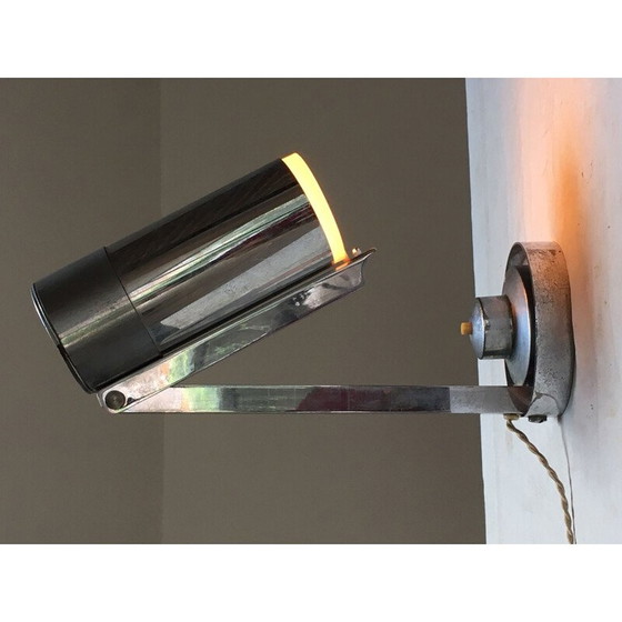 Image 1 of Vintage modernistische lamp in verchroomd metaal van Jean Boris Lacroix, 1930
