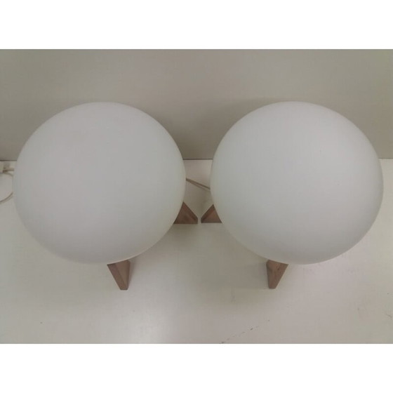 Image 1 of Vintage vloerlamp in hout en opaalglas van Uluv, Tsjecho-Slowakije 1960