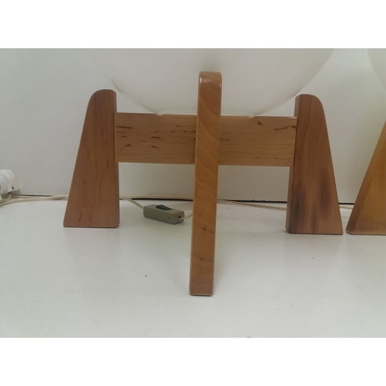 Image 1 of Vintage vloerlamp in hout en opaalglas van Uluv, Tsjecho-Slowakije 1960