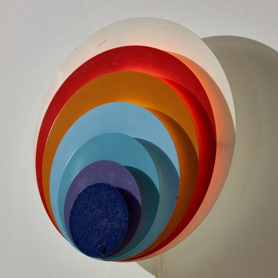 Image 1 of Vintage "Påfugl" metalen wandlamp van Bent Karlby voor Lyfa, 1970