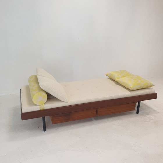 Image 1 of Vintage teakhouten daybed met dedar kussens en bolster, jaren 1960