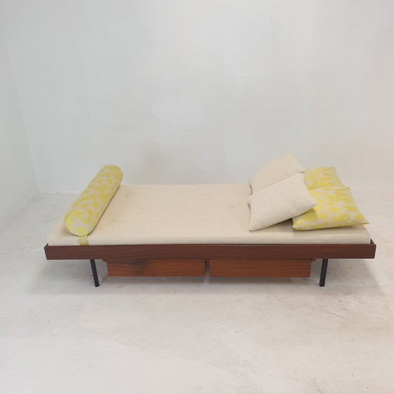 Image 1 of Vintage teakhouten daybed met dedar kussens en bolster, jaren 1960