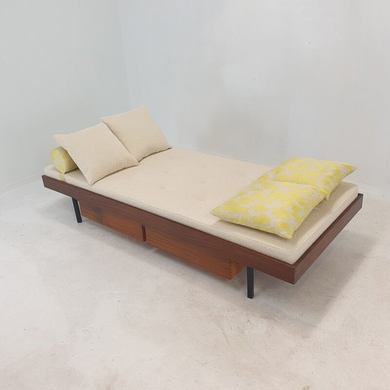 Image 1 of Vintage teakhouten daybed met dedar kussens en bolster, jaren 1960