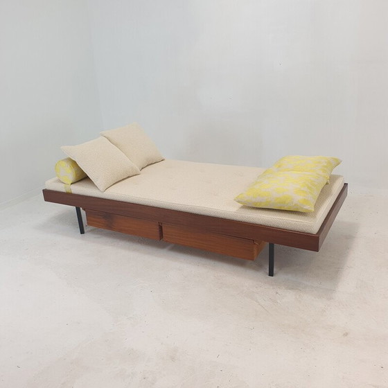 Image 1 of Vintage teakhouten daybed met dedar kussens en bolster, jaren 1960